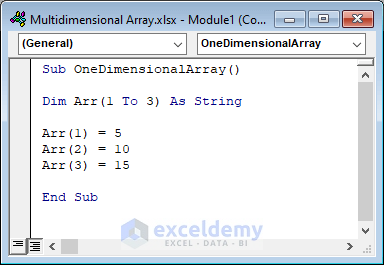One dimensional array example