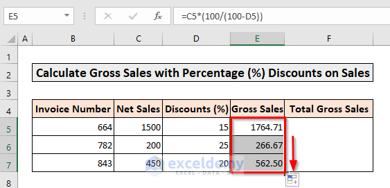 Using Autofill to Calculate Gross Sells with Percent Discount for Other Invoices.