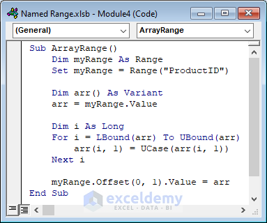 VBA Code to Loop Through Named Range with an Array