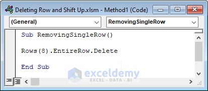 VBA code to delete single row