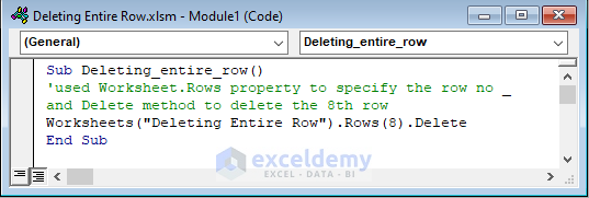 VBA Code to Delete Entire Row by Mentioning Row Number