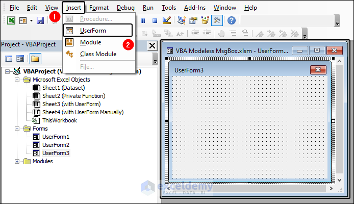 Inserting Userform in VB editor