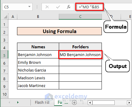 9- Using Formula to Add “MD” Before Folder Names