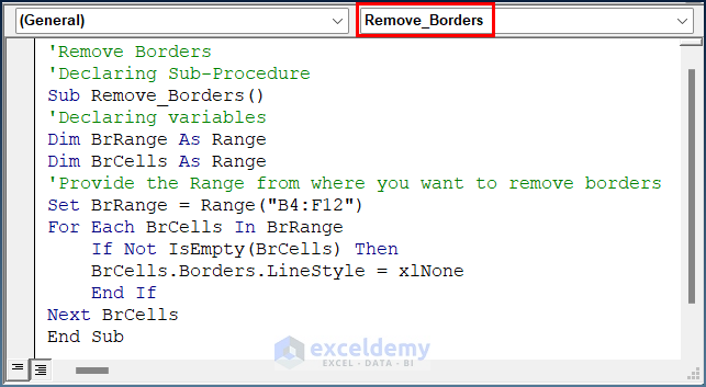 Remove Borders with Excel VBA