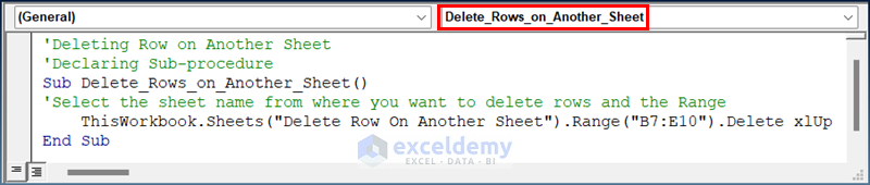 Excel VBA Code to Delete Row On Another Sheet