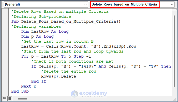 Deleting Rows Based on Multiple Criteria in Excel VBA