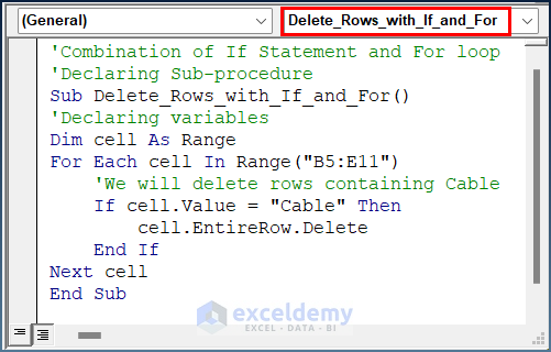 Combining If Statement and For Loop to delete rows in Excel VBA
