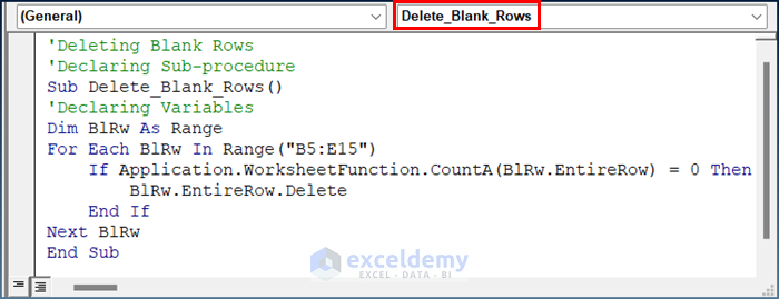 Deleting Blank Rows with Excel VBA