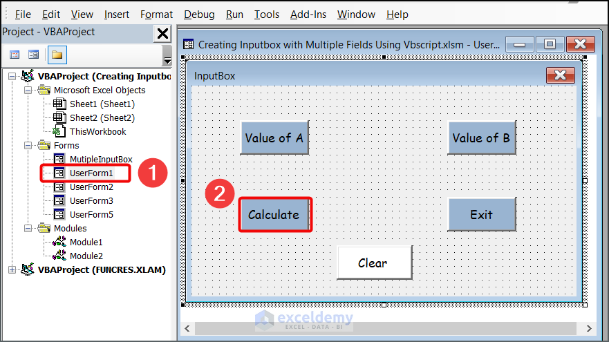Double click on Calculate button to assign vba code