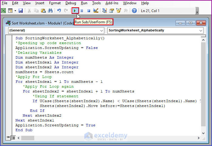 Excel VBA to Sort Worksheet (3 Examples) - ExcelDemy