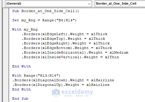 Code to Show How to Use Edge Property in Border