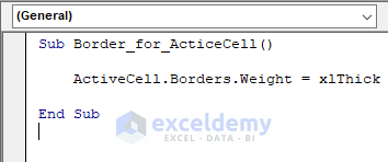 Code for Implement Borders on Active Cell only