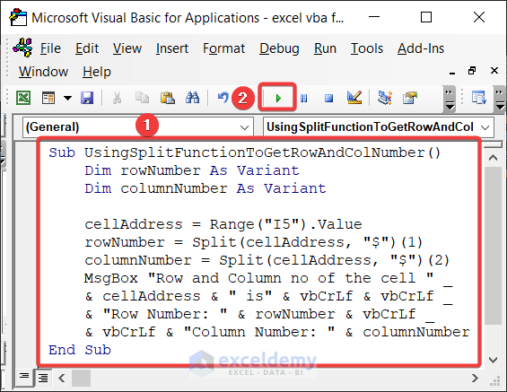 Get Row and Column no using Split Function