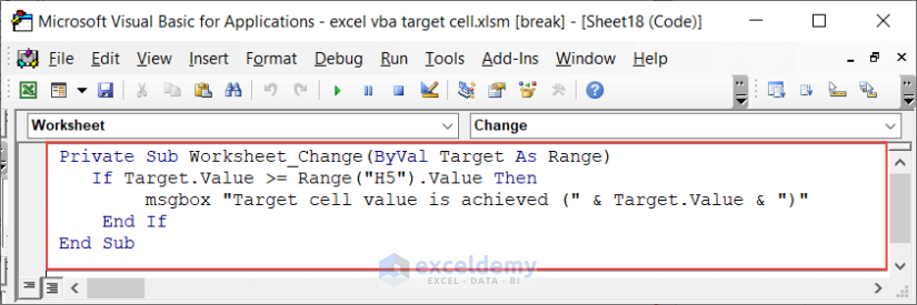 Checking If Target Cell Contains Certain Value Code