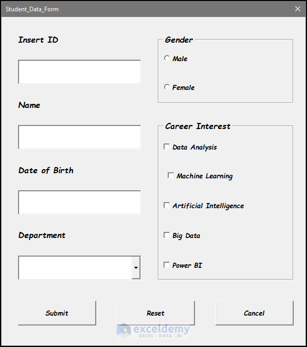 Form of userform with resized controls