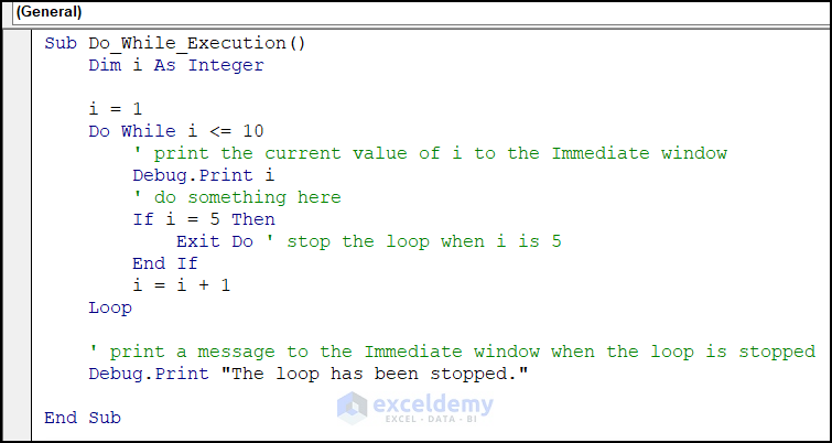 VBA code to Exit Do while loop in Excel