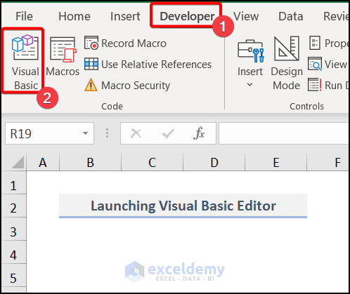 Launching Visual Basic Editor