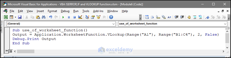 VLOOKUP with the worksheet function
