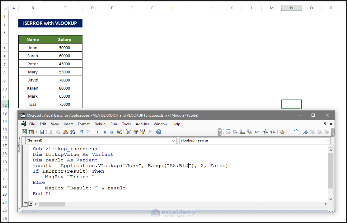 Excel VBA Using The If IsError And VLookup Functions 3 Examples