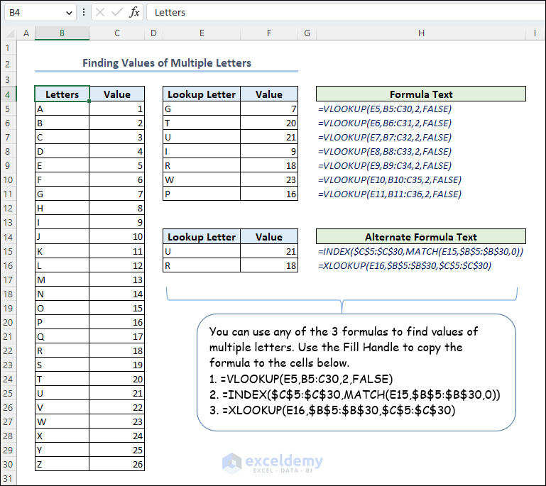 finding values of multiple letters