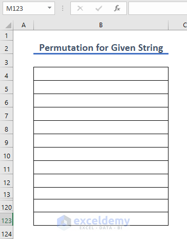 Dataset for permutation for a given string