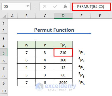 Finding permutation with the PERMUT function