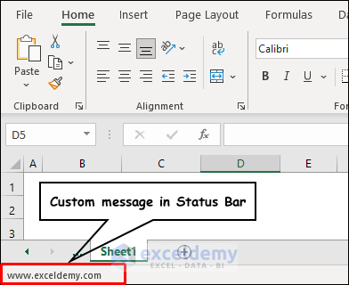 Overview of Excel VBA Status Bar message