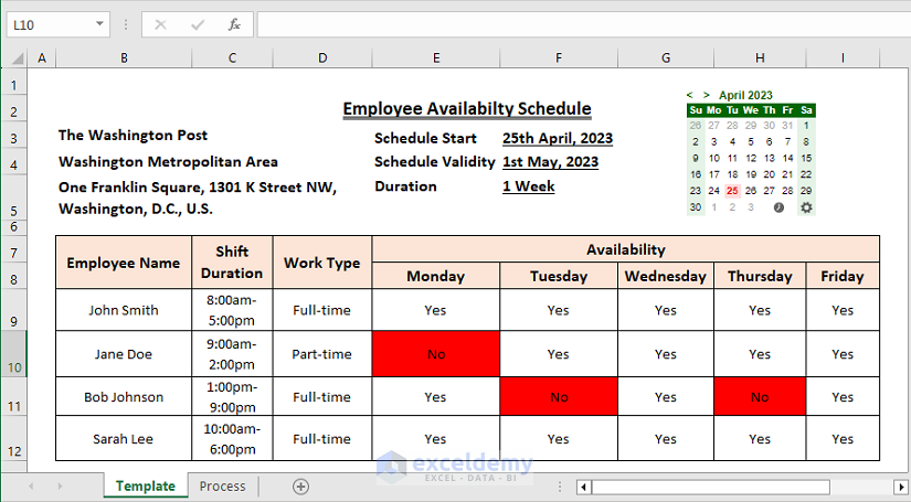 Overview of How to Make an Availability Schedule in Excel