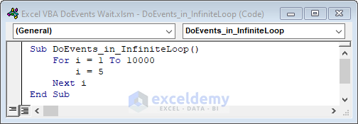 VBA Code for Infinte For Loop