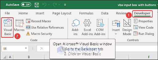 1. Go to Microsoft Visual Basic Application