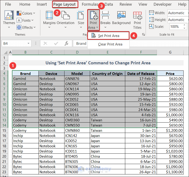 How to Change Print Area in Excel
