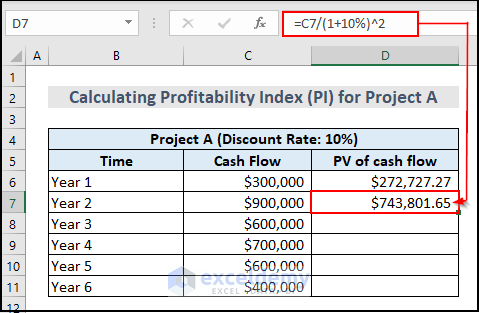Calculating PV of Cash Flow in Year 2