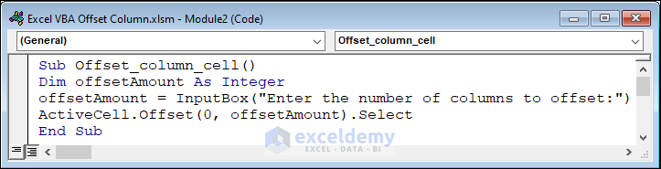 Code to Move X Number of Columns