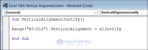Apply Justify Vertical Alignment
