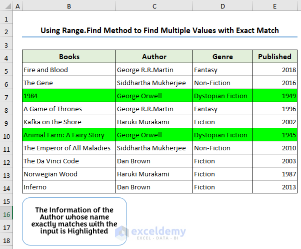 Finding Values with Exact Match