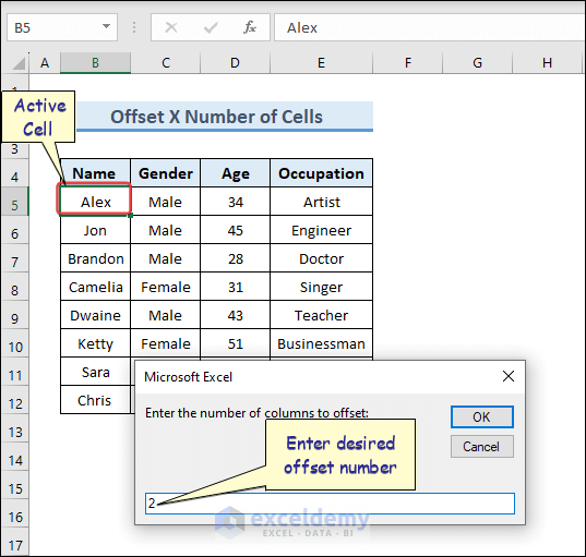 InputBox to Write the Desired Number of Offset Column