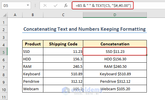 Concatenating Text and Numbers Keeping their Formatting