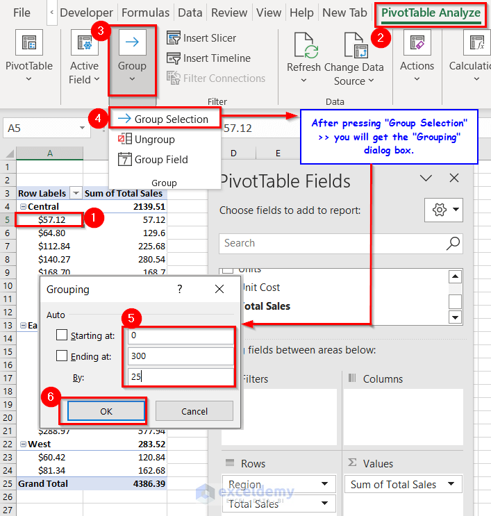 How to Group Numbers with Pivot Table in Excel