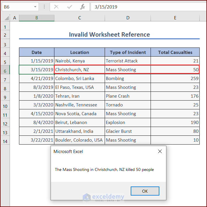 Output MsgBox with Valid Worksheet Reference