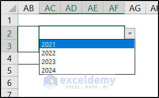 dropdown list for years