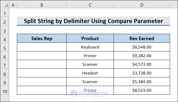 Excel VBA Split String by Delimiter Using Compare Parameter