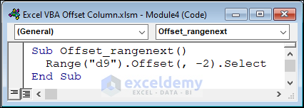 Code to Offset by Range.Offset
