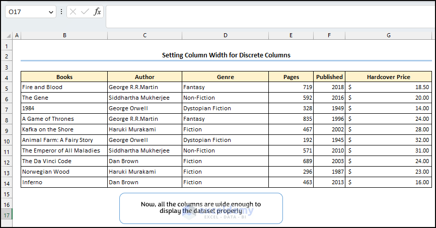 Excel VBA set Column width of discrete columns