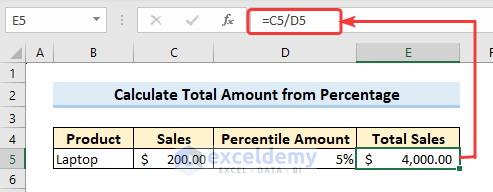 Total amount from percentile amount