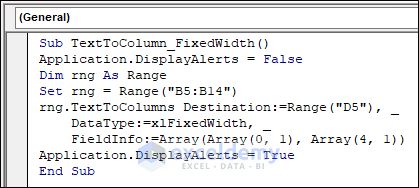 VBA Code for Fixed Width Text to Column