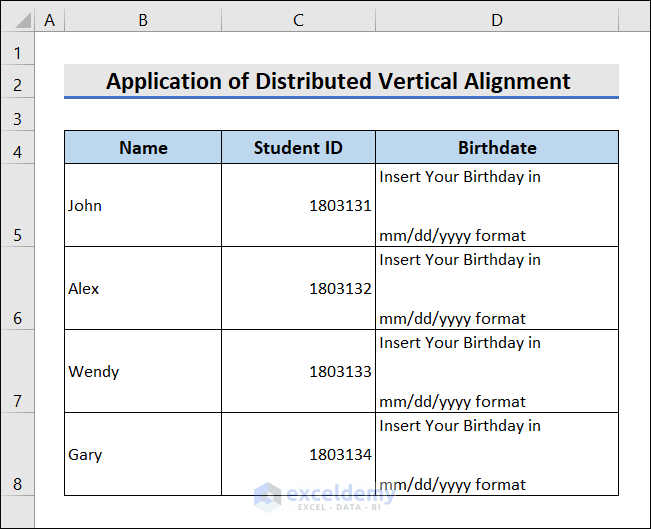Apply Distributed Vertical Alignment