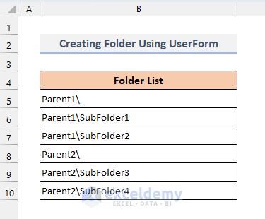 Folder List Structure