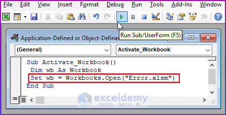 Incorrect Workbook Name As Application-Defined or Object-Defined Error in Excel VBA 