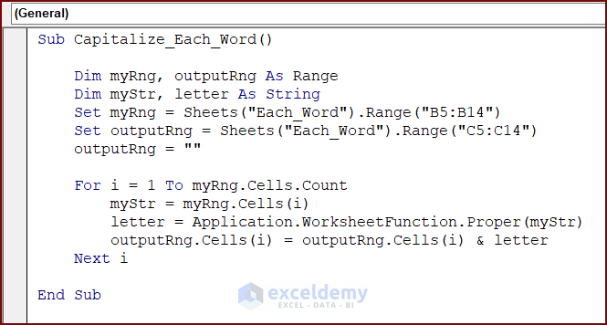 VBA Code to Capitalize Each Word