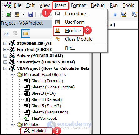 Inserting module from the Visual Basic Editor group